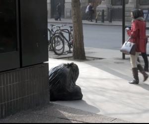 Plastic-bag sculptures critique the treatment of the homeless 