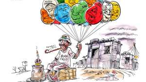 Zapiro cartoon featured in Democrazy: SA's Twenty-Year Trip. Image: Zapiro. 