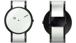 The FES Watch, made of electronic paper, is a blank canvas that displays a range of patterns activated by user gestures. 