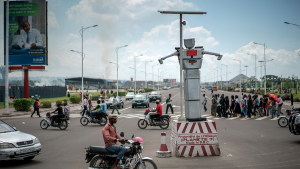 Solar-powered robotic traffic cops have been “hired” to regulate the disorderly traffic in Kinshasa, the capital of the Democratic Republic of Congo. 