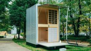 Muji launches three little prefab-houses: Konstantin Grcic's is a two storey house made of aluminium. Image: MUJI Huts