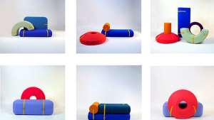 Array, a set of brightly hued foam blocks, by Design Academy Eindhoven graduate Tijs Gilde, can be arranged in multiple ways to create playful seating options. 