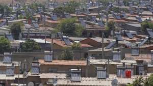 Solar panels in Alexandra, Johannesburg. KIM LUDBROOK/EPA