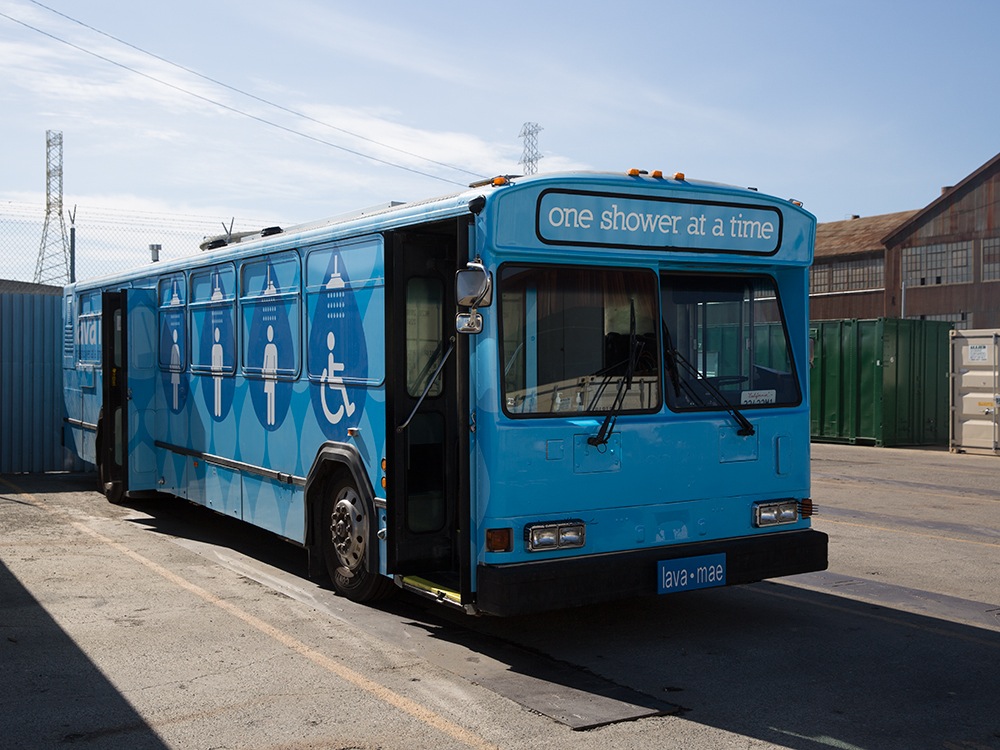 Old buses showers for the homeless Design Indaba
