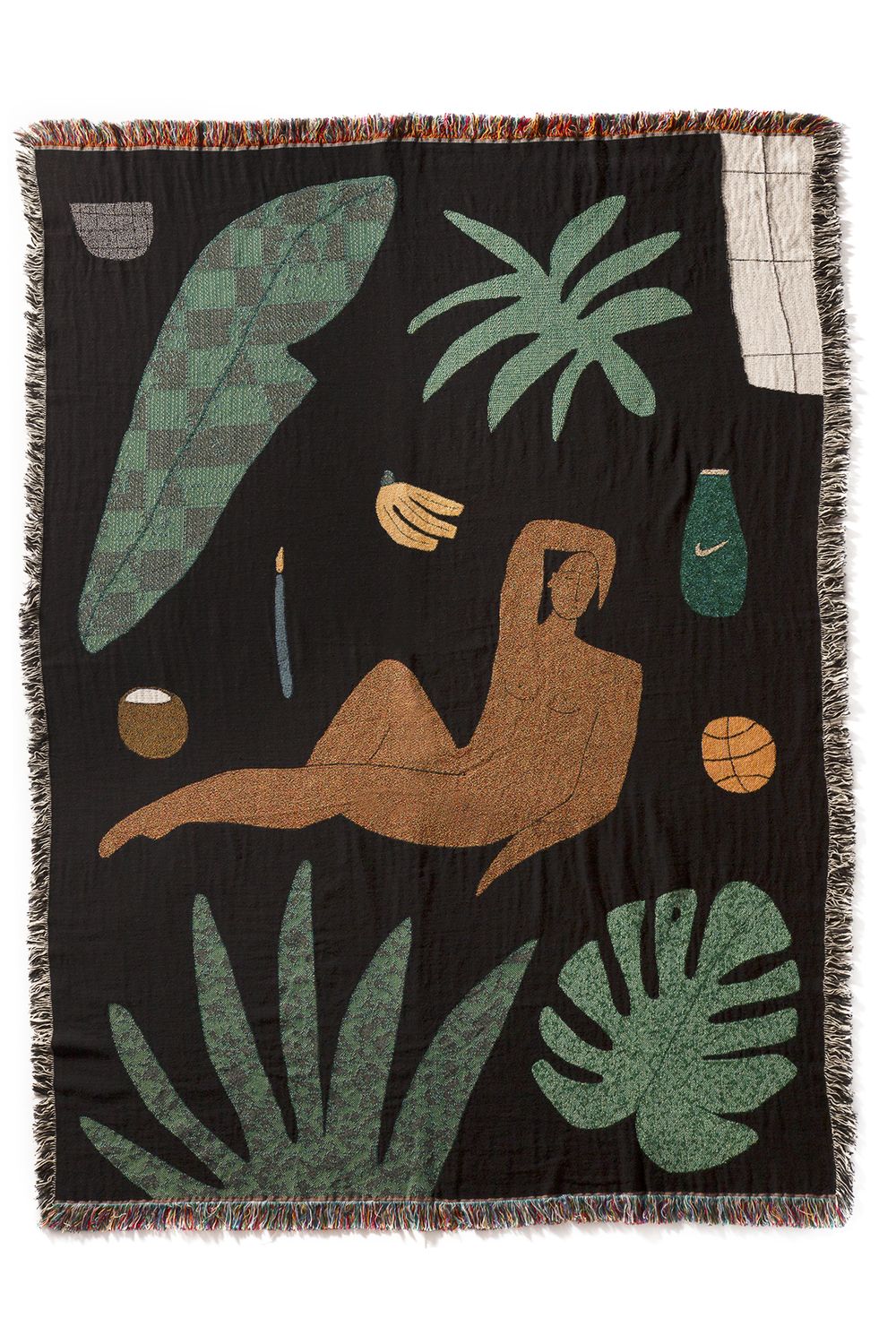 Tropical themed, woven blankets by designer Lilian Martinez
