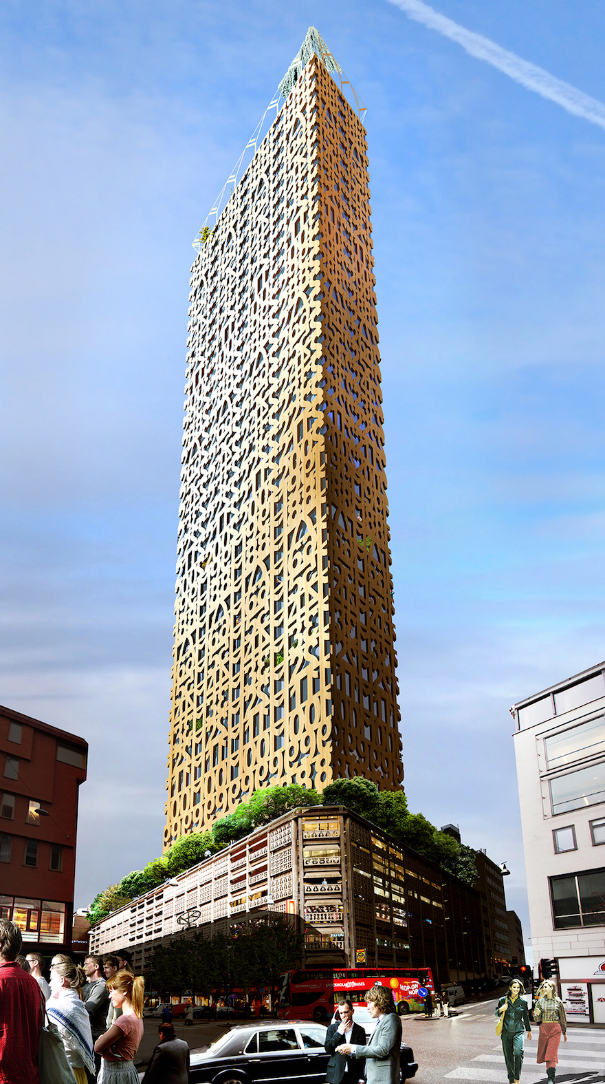 Skyscraper made out of wooden numbers | Design Indaba