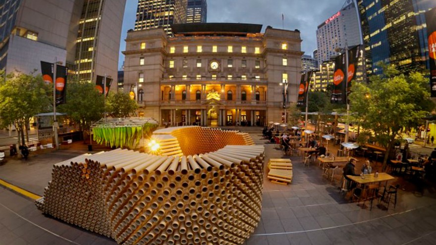 Cardboard tube pavilion. Photo via inhabitat. 