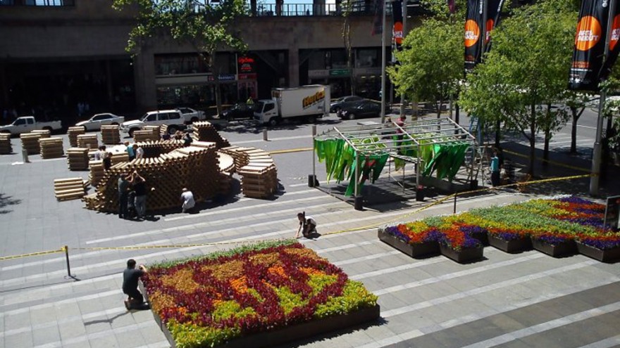 Cardboard tube pavilion. Photo via inhabitat. 