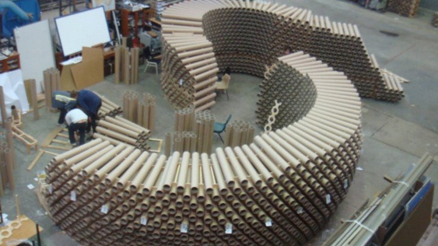 Cardboard tube pavilion. Photo via inhabitat. 