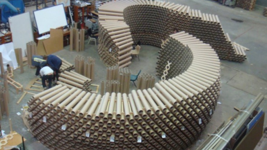 Cardboard tube pavilion. Photo via inhabitat. 