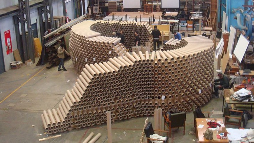 Cardboard tube pavilion. Photo via inhabitat. 