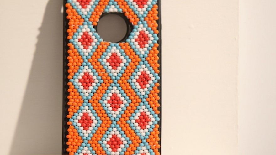 Emerging Creative Vukile Batyi's beaded iPhone cover. 