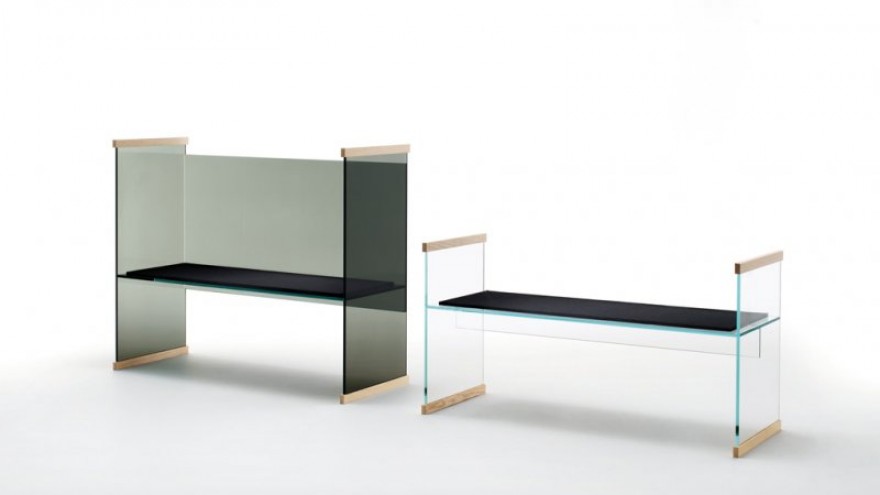 Diapositive sofa and bench by the Bouroullec Brothers for Glas Italia. 