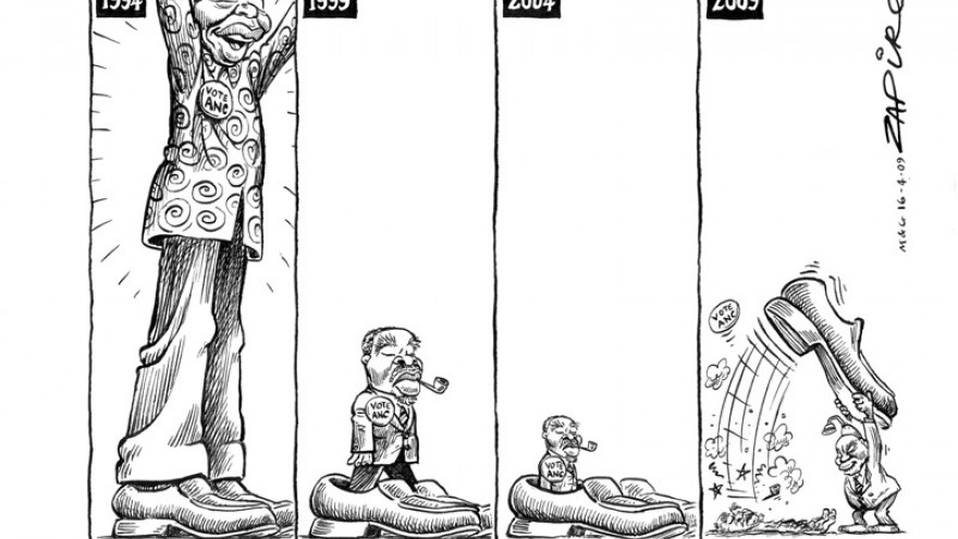 Cartoon featured in Democrazy: SA's Twenty-Year Trip by Zapiro. Image: Zapiro. 