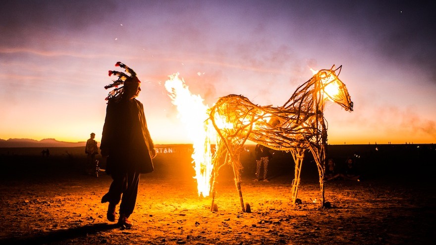A burning horse.