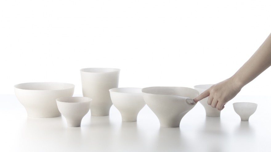 Shivering Bowls by Nendo. Photo: Hiroshi Iwasaki.    