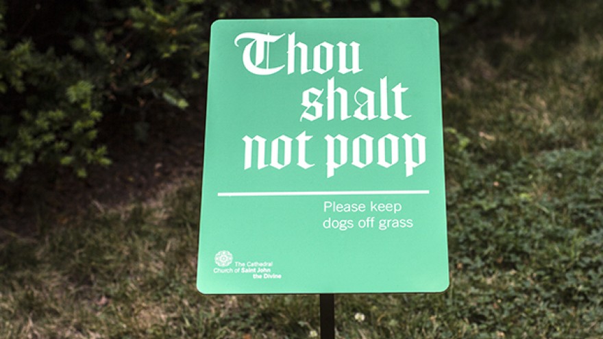 Signage for the Cathedral Church of St. John the Divine by Michael Bierut. 