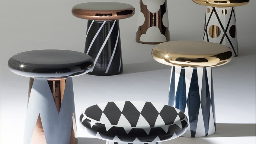 Ceramic side tables by Jaime Hayón for Bosa. 