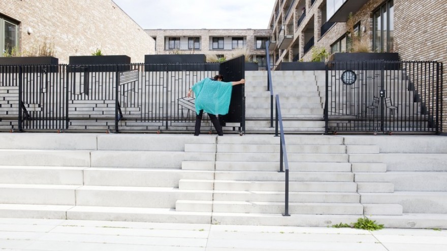 Industrial playground by Studio Makkink & Bey. Slide Fence in assignment of Ymere, photo by Nadine Stijns