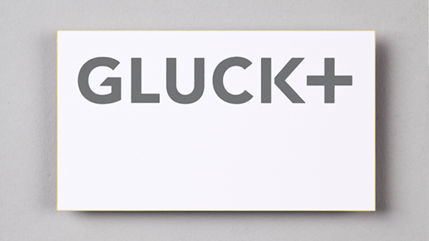 GLUCK+ visual identity and name by Eddie Opara. 