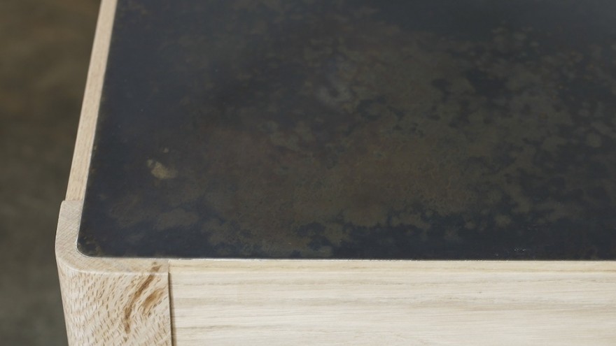 Top detail of the dressing table by James Mudge. 