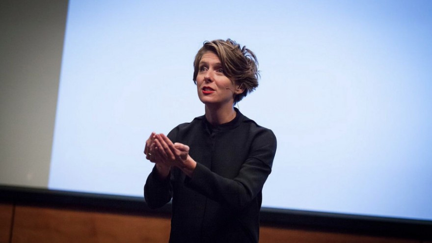 Emilie Baltz speaking at TEDxYouth Omaha in 2014: You are how you eat. Image: ©emiliebaltz