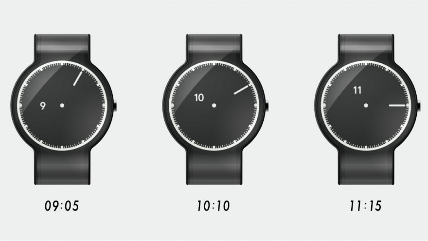 The FES Watch, made of electronic paper, is a blank canvas that displays a range of patterns activated by user gestures. 