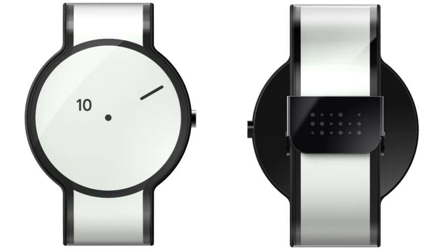The FES Watch, made of electronic paper, is a blank canvas that displays a range of patterns activated by user gestures. 