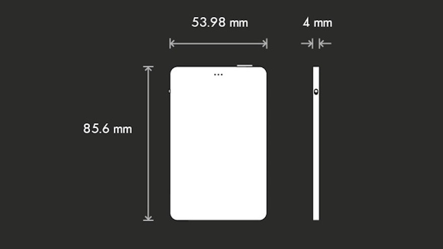 The Lightphone is similar in size to a credit-card, and slips neatly into your wallet or pocket.