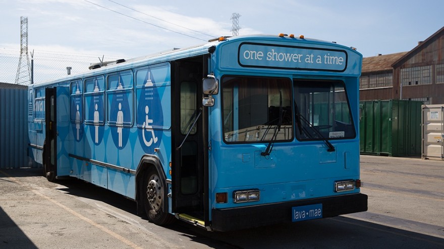 The first bus to come out of the Lava Mae initiative. 