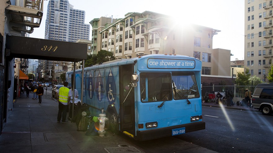 The Lava Mae bus runs on a set route.