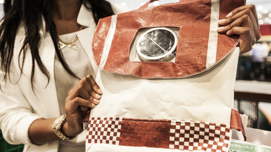 The Repurpose Schoolbag is made from recycled plastic bags