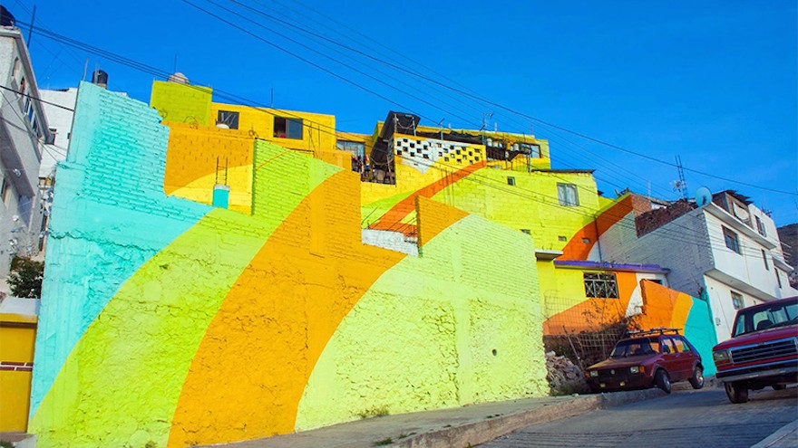 Bright colours and hardwearing paint was used to avoid rapid deterioration. 