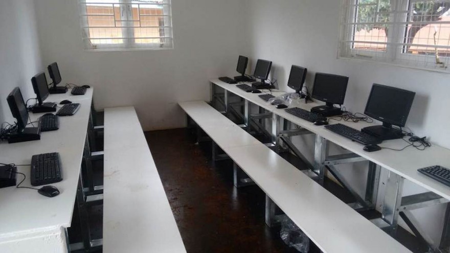 Aleutia's solar powered classroom fits on one flatbed truck. 