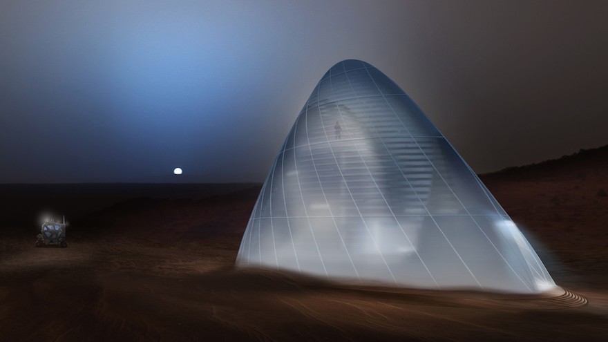 The first prize for the  NASA 3D Printed Habitat Challenge Design Competition went to a house made of ice. Image: Mars Ice House