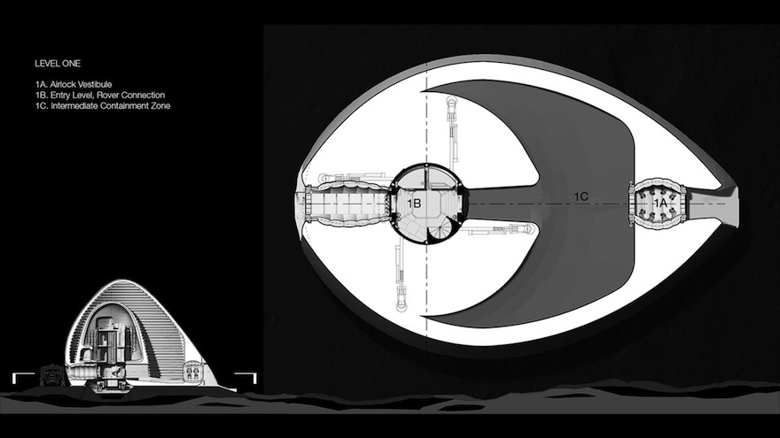 The first prize for the  NASA 3D Printed Habitat Challenge Design Competition went to a house made of ice. Image: Mars Ice House