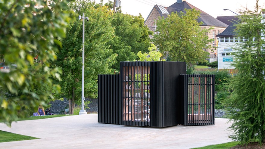 Story nook, book exchange in a beautiful community space.