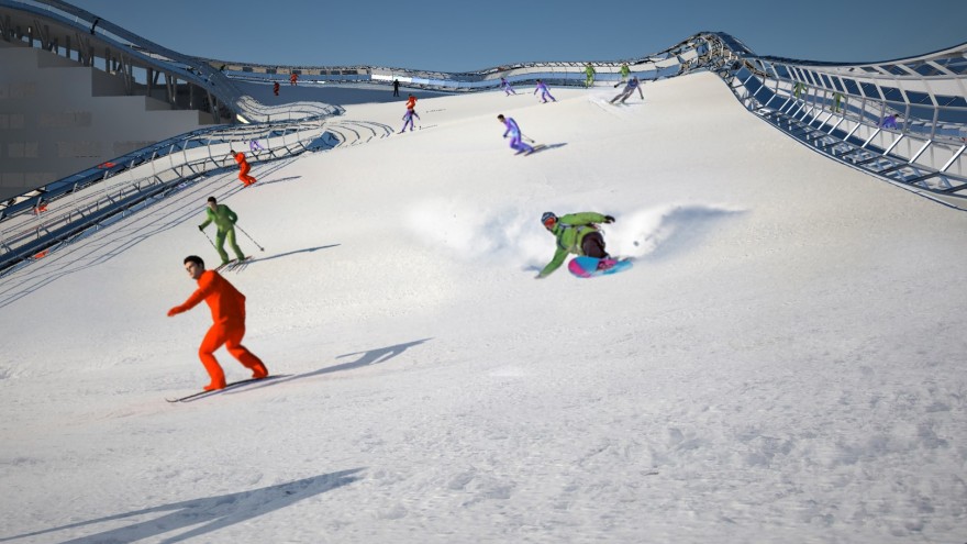 Year-round skiing and snowboarding thanks to the artificial “Snowflex” pavement.