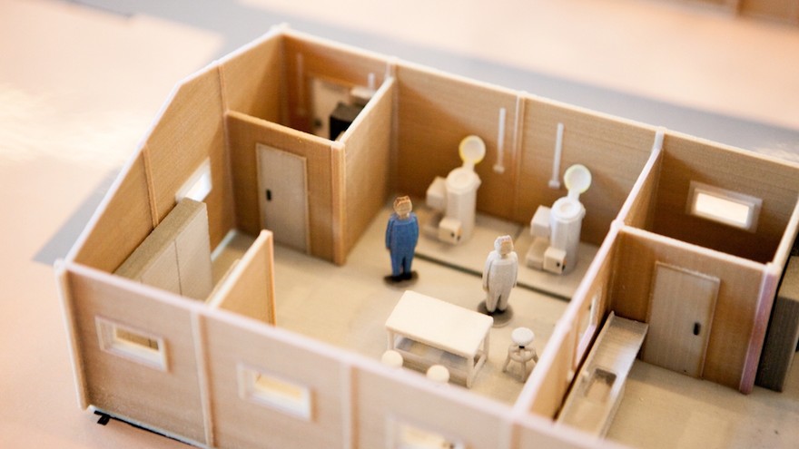 Sterilisation room in the 3D printed model of Cantahay hospital. Image Alex Yallop