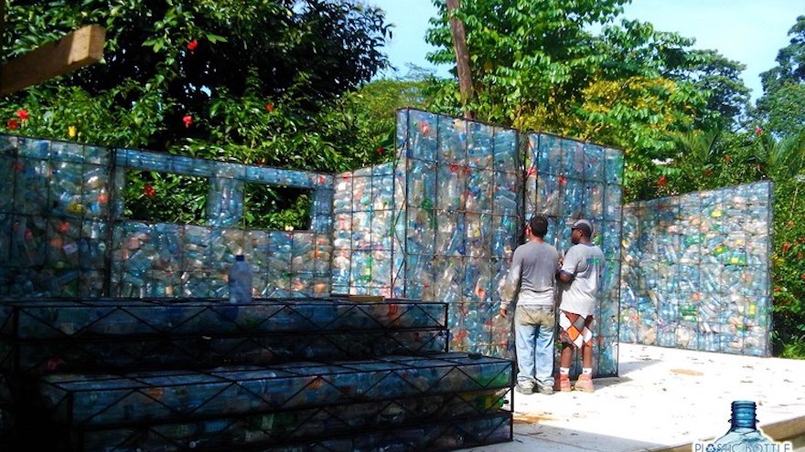 The Village uses plastic bottles in its construction