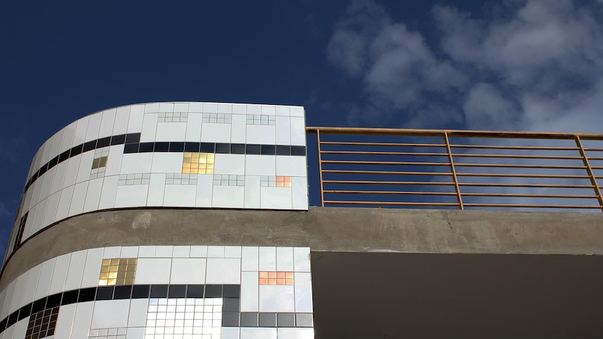 Lorenzo Nassimbeni's geometric tiled mural on the new Rahima Moosa Mother and Child Hospital