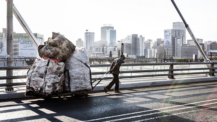 Recyclers. "Wake up, This is Joburg" is a series of 10 books that tells the stories of the peculiar urban inhabitants of Johannesburg. Image: Mark Lewis