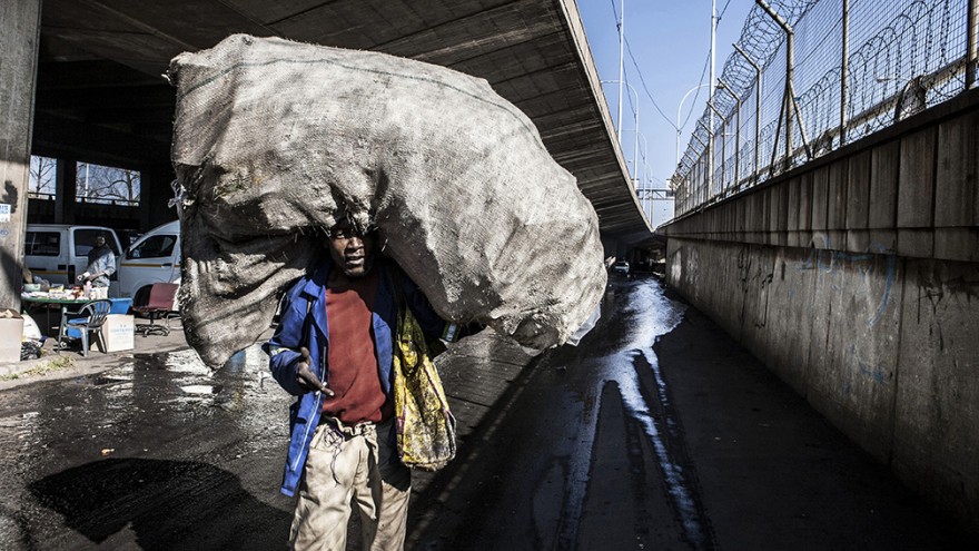Recyclers. "Wake up, This is Joburg" is a series of 10 books that tells the stories of the peculiar urban inhabitants of Johannesburg. Image: Mark Lewis