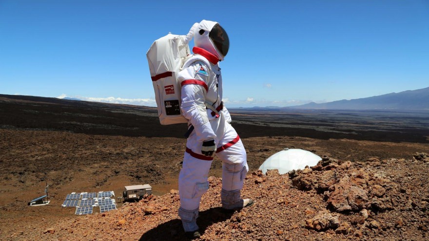 Astronaut on volcano