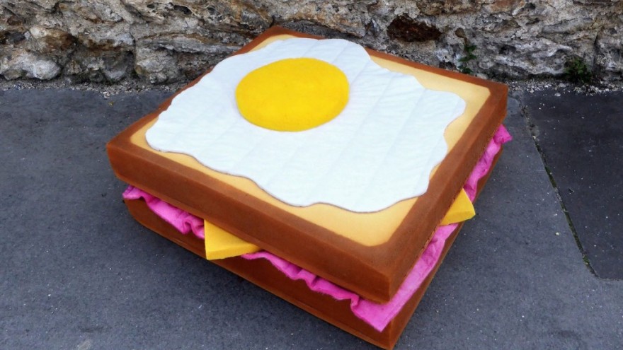 Egg sandwich sculpture