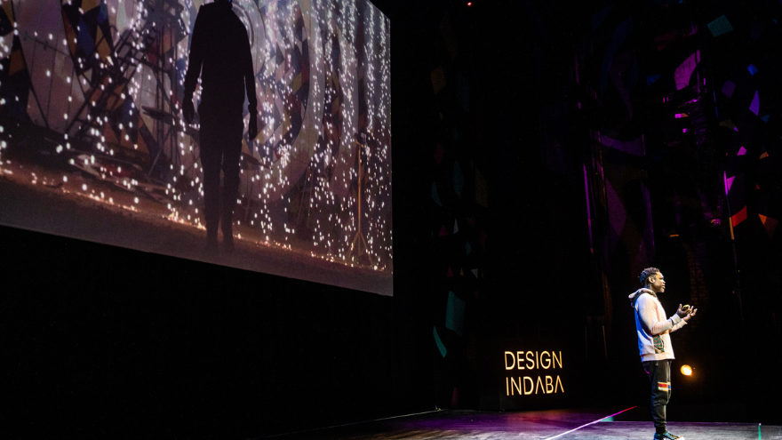 Sunu Gonera on stage at Design Indaba