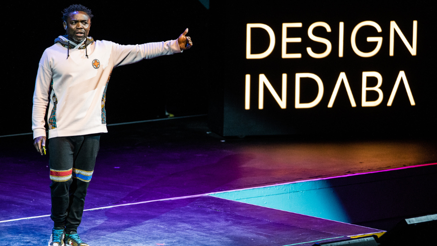 Sunu Gonera on stage at Design Indaba
