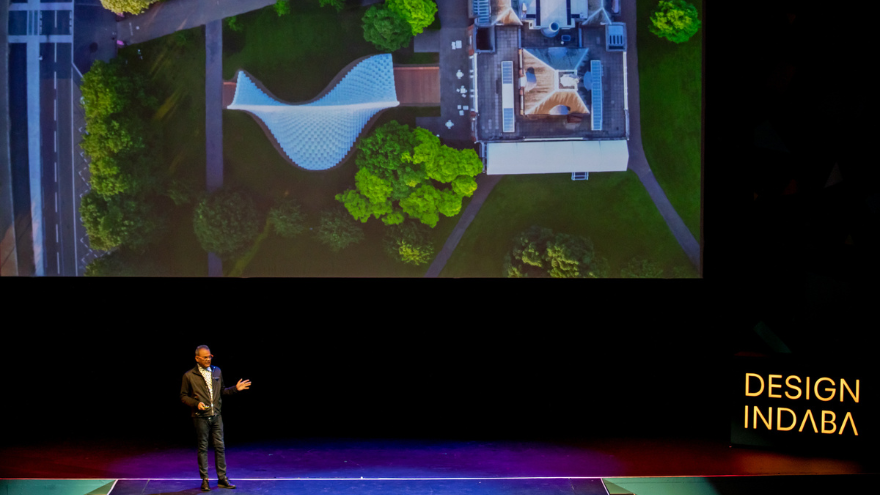 Hanif Kara on stage at the Design Indaba Conference