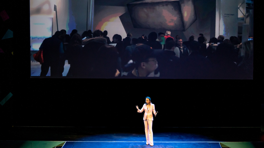 Lonneke Gordijn on stage at the Design Indaba Conference