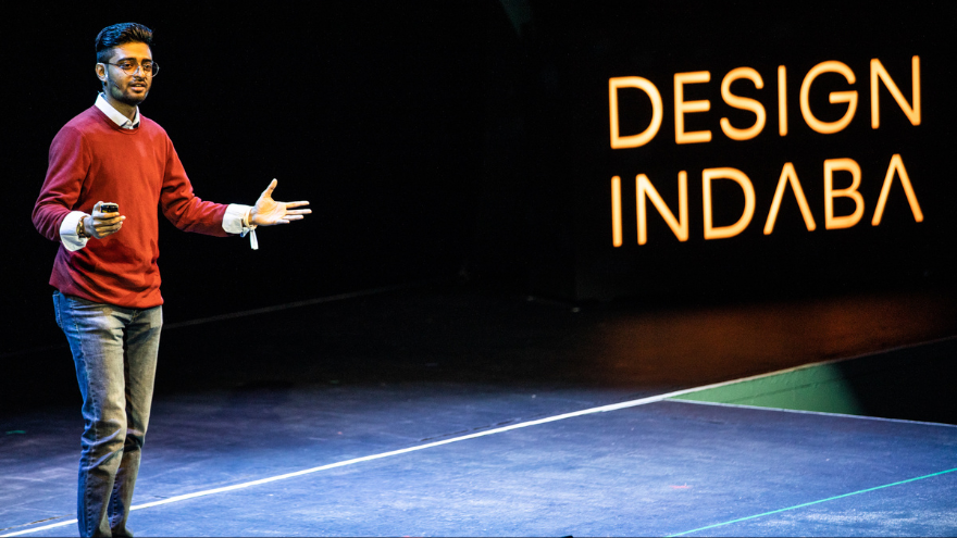 Mazbahul Islam on stage at Design Indaba